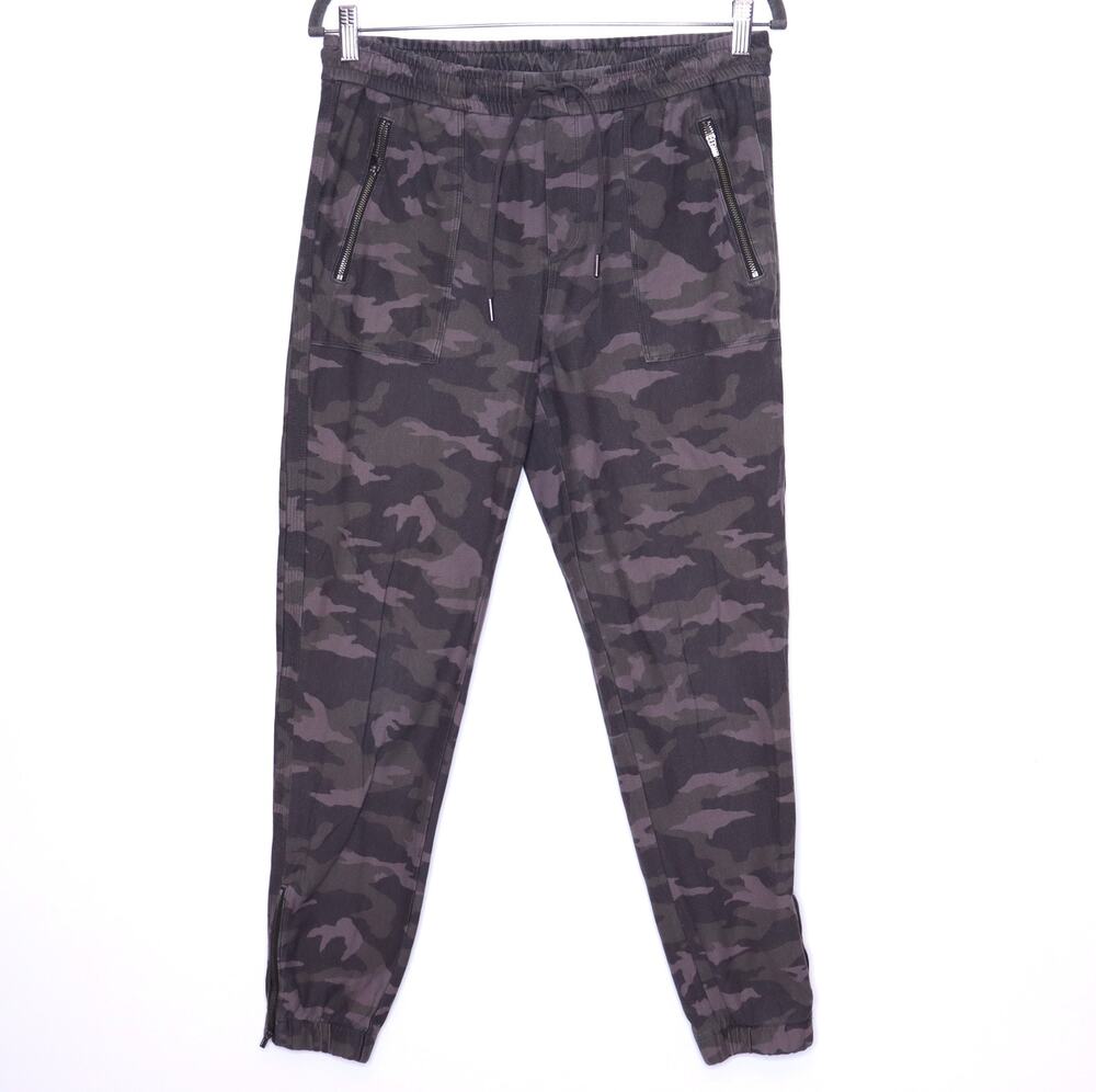 ATHLETA Farallon Jogger Black Olive Camo Mid- Rise Pull-On Active Pant Women's 6